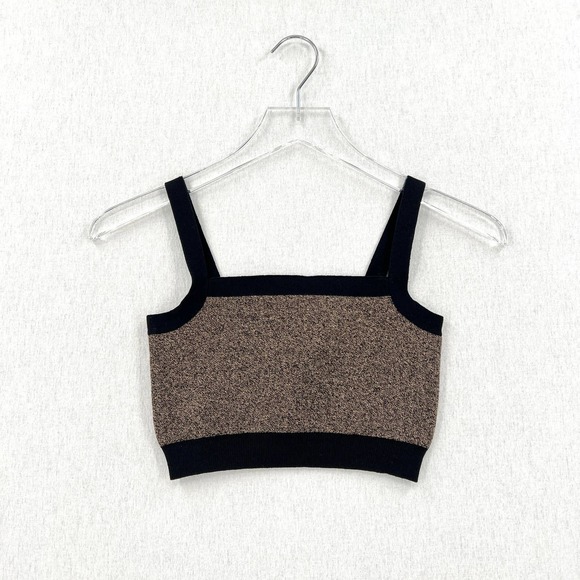 NUDE LUCY ACTIVE Knit Crop Top Womens Small Granite Black Shirt Workout NWT - Picture 6 of 16